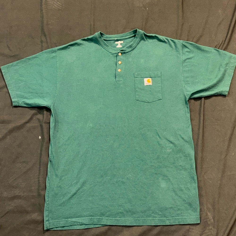 Carhartt Men's Teal Button Down T-Shirt